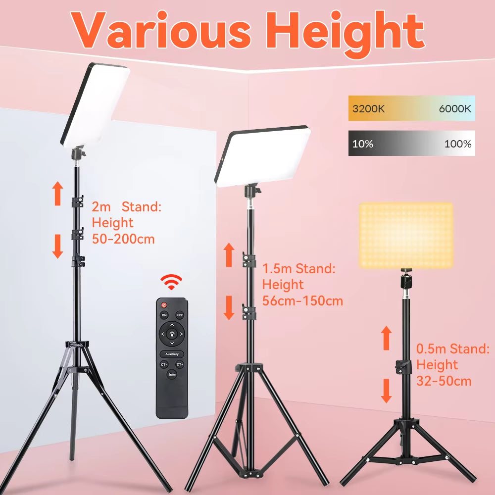 10Inch LED Video Light Ring Panel 3200K-6000K Photography Lighting Lamp with Tripod Ring Lights for Youtube Tiktok Live Stream