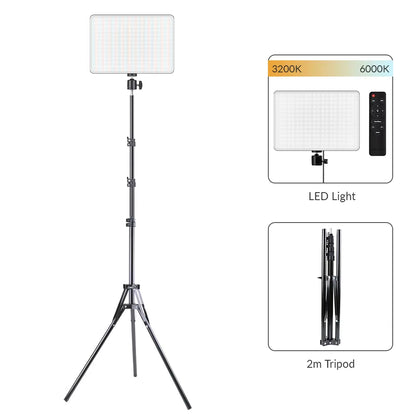 10Inch LED Video Light Ring Panel 3200K-6000K Photography Lighting Lamp with Tripod Ring Lights for Youtube Tiktok Live Stream
