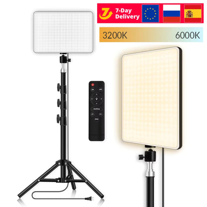 10Inch LED Video Light Ring Panel 3200K-6000K Photography Lighting Lamp with Tripod Ring Lights for Youtube Tiktok Live Stream