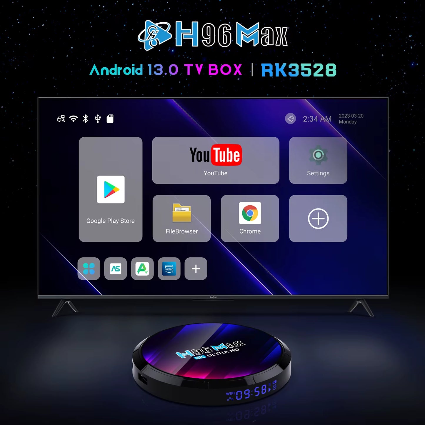 Android TV Box MAX RK3528 Android Box Support 2.4G/5.8G Wifi6 BT5.0 4K Video Set Top TV Box Decode and Play 8K 24Fps