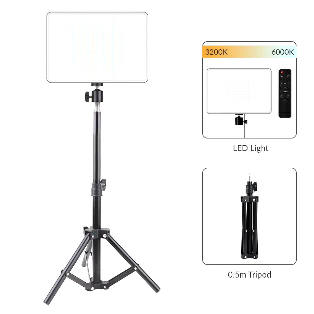 10Inch LED Video Light Ring Panel 3200K-6000K Photography Lighting Lamp with Tripod Ring Lights for Youtube Tiktok Live Stream