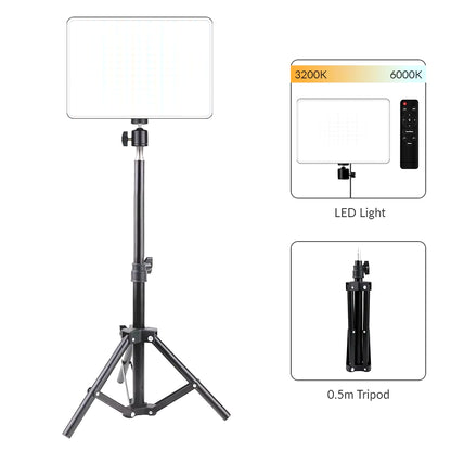 10Inch LED Video Light Ring Panel 3200K-6000K Photography Lighting Lamp with Tripod Ring Lights for Youtube Tiktok Live Stream