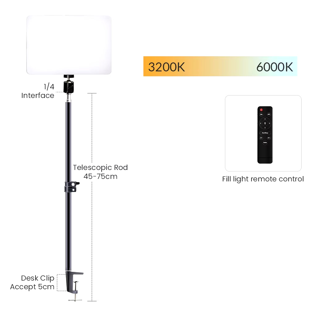 10Inch LED Video Light Ring Panel 3200K-6000K Photography Lighting Lamp with Tripod Ring Lights for Youtube Tiktok Live Stream